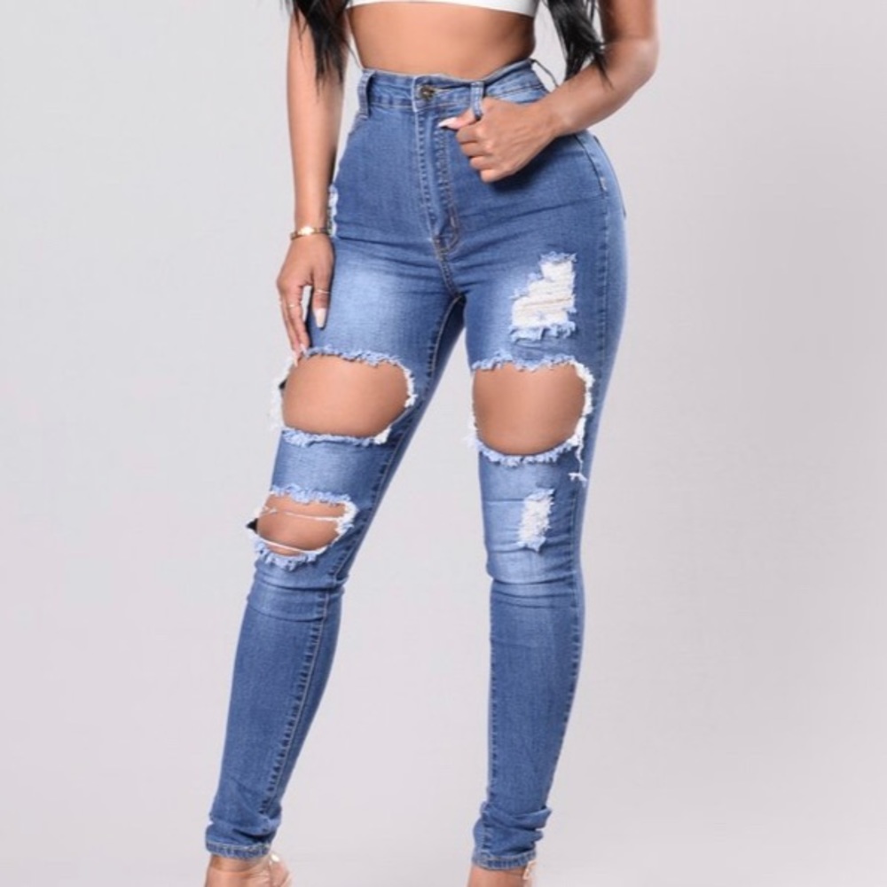 Fashionova high waisted ripped skinny jeans